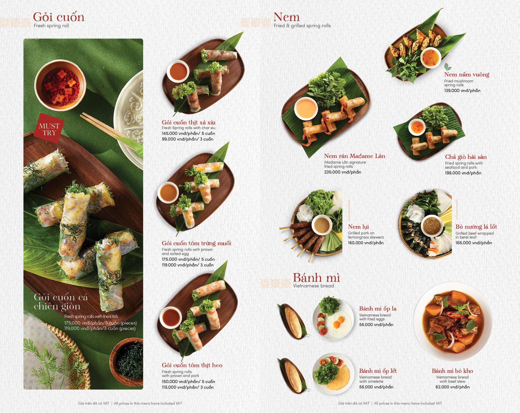 Menu - Madame Lan Restaurant